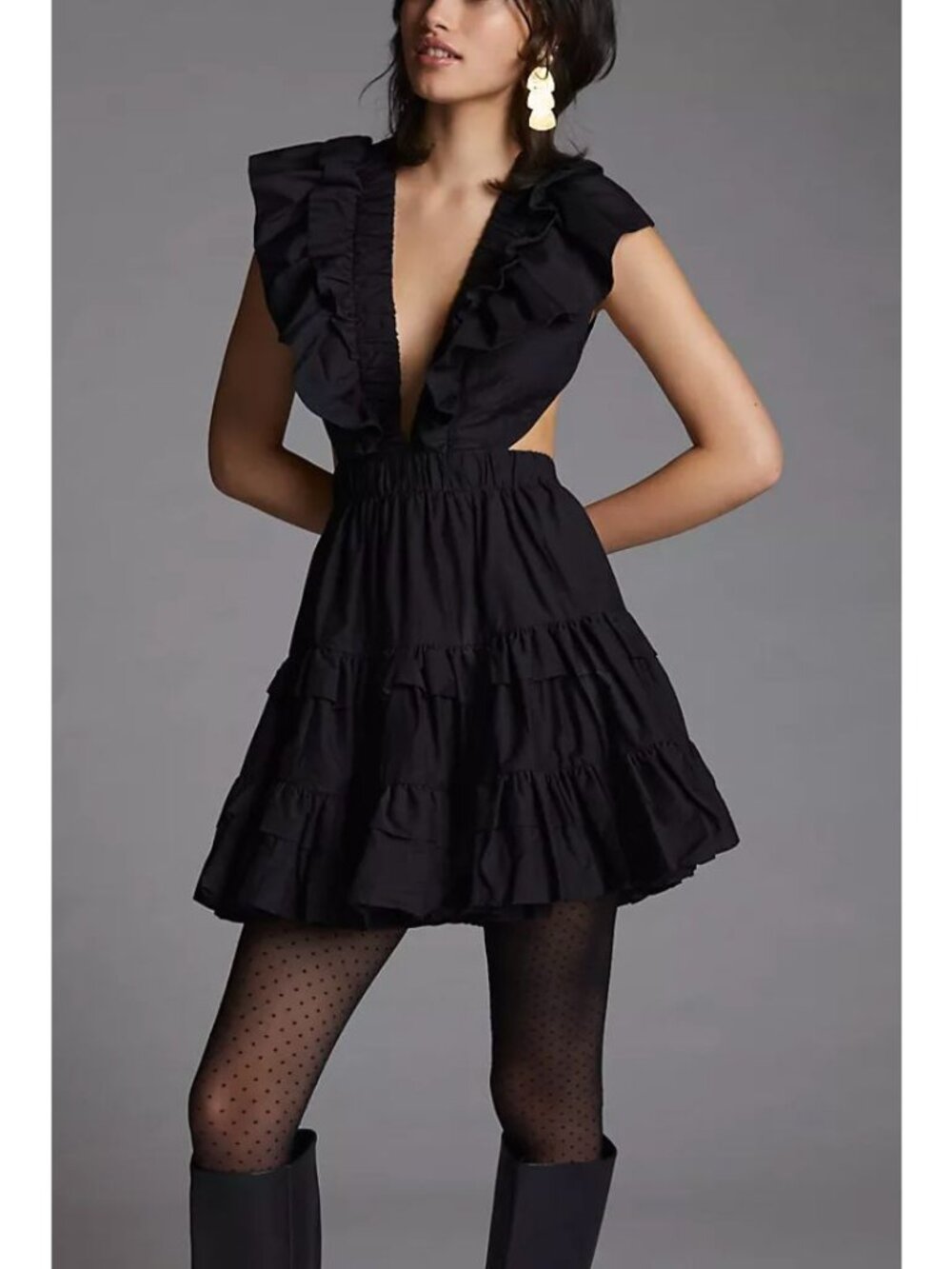 Magali Pascal Botanic Emily In Paris Mini Halter Ruffle Cut Out Dress Small